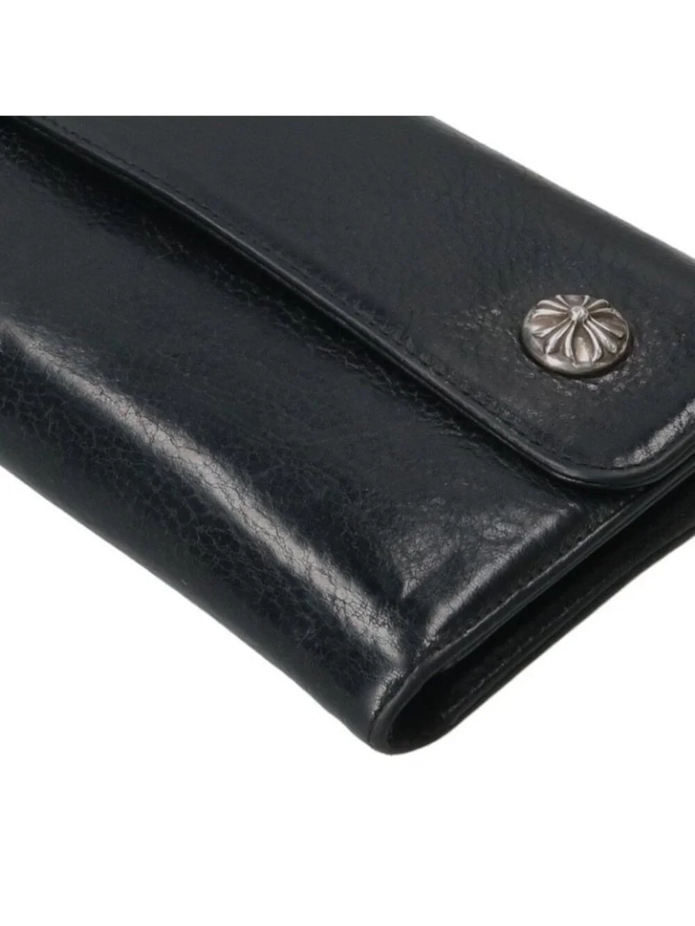 Chrome Hearts Wave Cross Ball Button Leather Wallet